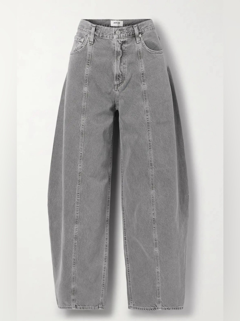 Agolde Kristen high-rise wide-leg jeans in a grey faded 'Dollar' wash - Picture 3 of 15